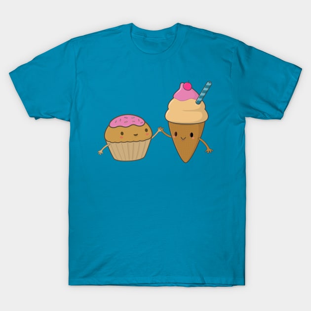 Cute and Kawaii Cupcake and Ice Cream T-Shirt by happinessinatee